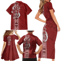 Tonga Language Week Family Matching Short Sleeve Bodycon Dress and Hawaiian Shirt Malo e Lelei Kupesi Ngatu Pattern LT05 - Polynesian Pride