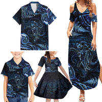 Aotearoa New Zealand Octopus Family Matching Summer Maxi Dress and Hawaiian Shirt Silver Fern Maori Pattern LT05 - Polynesian Pride