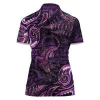 Aotearoa New Zealand Crocodile Women Polo Shirt Silver Fern Maori Pattern LT05 - Polynesian Pride