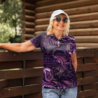 Aotearoa New Zealand Crocodile Women Polo Shirt Silver Fern Maori Pattern LT05 - Polynesian Pride