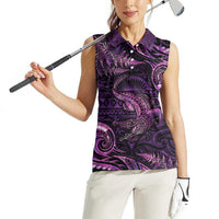 Aotearoa New Zealand Crocodile Women Sleeveless Polo Shirt Silver Fern Maori Pattern LT05 - Polynesian Pride
