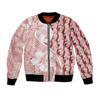 Samoa Teuila Bomber Jacket Pink Samoan Siapo Motifs