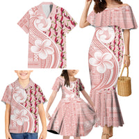 Samoa Teuila Family Matching Mermaid Dress and Hawaiian Shirt Pink Samoan Siapo Motifs