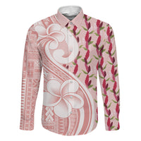 Samoa Teuila Family Matching Off The Shoulder Long Sleeve Dress and Hawaiian Shirt Pink Samoan Siapo Motifs