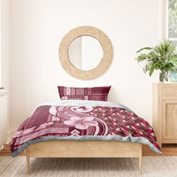Samoa Teuila Bedding Set Maroon Samoan Siapo Motifs