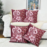Samoa Teuila Pillow Cover Maroon Samoan Siapo Motifs