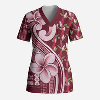 Samoa Teuila Scrub Top Maroon Samoan Siapo Motifs