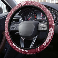 Samoa Teuila Steering Wheel Cover Maroon Samoan Siapo Motifs