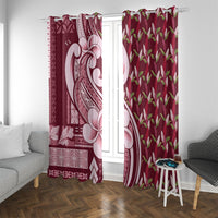 Samoa Teuila Window Curtain Maroon Samoan Siapo Motifs