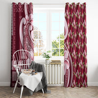 Samoa Teuila Window Curtain Maroon Samoan Siapo Motifs