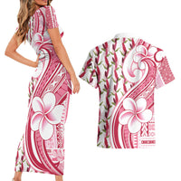 Samoa Teuila Couples Matching Short Sleeve Bodycon Dress and Hawaiian Shirt White Samoan Siapo Motifs