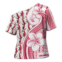 Samoa Teuila Cross Shoulder Shirt White Samoan Siapo Motifs LT05 - Polynesian Pride