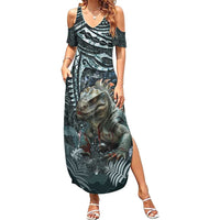 Hawaii Mo'o Lizard God Family Matching Summer Maxi Dress and Hawaiian Shirt Polynesian Style LT05 Mom's Dress Green - Polynesian Pride