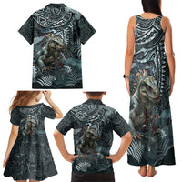 Hawaii Mo'o Lizard God Family Matching Tank Maxi Dress and Hawaiian Shirt Polynesian Style LT05 - Polynesian Pride