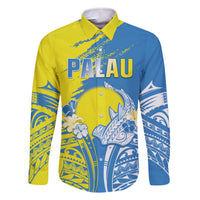 Palau Independence Day Family Matching Off Shoulder Short Dress and Hawaiian Shirt Happy 30th Anniversary LT05 Dad's Shirt - Long Sleeve Blue - Polynesian Pride