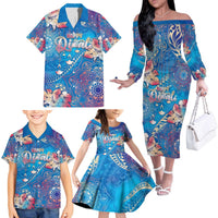 Happy Diwali Festival Family Matching Off The Shoulder Long Sleeve Dress and Hawaiian Shirt Diya Lamp Rangoli With Polynesian Pattern LT05 - Polynesian Pride