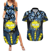 Personalised Palau Couples Matching Summer Maxi Dress and Hawaiian Shirt Polynesian Dolphin Tropical Hibiscus Style LT05 Black - Polynesian Pride