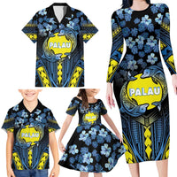 Personalised Palau Family Matching Long Sleeve Bodycon Dress and Hawaiian Shirt Polynesian Dolphin Tropical Hibiscus Style LT05 - Polynesian Pride