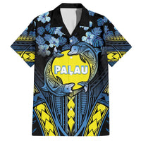 Personalised Palau Family Matching Long Sleeve Bodycon Dress and Hawaiian Shirt Polynesian Dolphin Tropical Hibiscus Style LT05 Dad's Shirt - Short Sleeve Black - Polynesian Pride