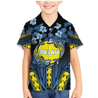 Personalised Palau Family Matching Mermaid Dress and Hawaiian Shirt Polynesian Dolphin Tropical Hibiscus Style LT05 Son's Shirt Black - Polynesian Pride