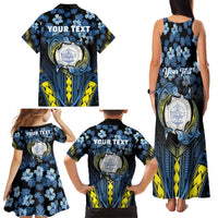 Personalised Palau Family Matching Tank Maxi Dress and Hawaiian Shirt Polynesian Dolphin Tropical Hibiscus Style LT05 - Polynesian Pride
