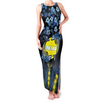 Personalised Palau Family Matching Tank Maxi Dress and Hawaiian Shirt Polynesian Dolphin Tropical Hibiscus Style LT05 Mom's Dress Black - Polynesian Pride