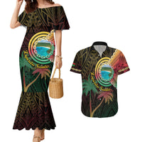 Vanuatu Espiritu Santo Island Couples Matching Mermaid Dress and Hawaiian Shirt Beach Landscape LT05 Black - Polynesian Pride