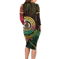 Vanuatu Espiritu Santo Island Family Matching Long Sleeve Bodycon Dress and Hawaiian Shirt Beach Landscape LT05 - Polynesian Pride