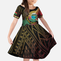 Vanuatu Espiritu Santo Island Family Matching Off The Shoulder Long Sleeve Dress and Hawaiian Shirt Beach Landscape LT05 Daughter's Dress Black - Polynesian Pride