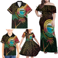 Vanuatu Espiritu Santo Island Family Matching Off Shoulder Maxi Dress and Hawaiian Shirt Beach Landscape LT05 - Polynesian Pride