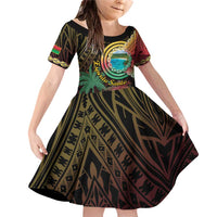 Vanuatu Espiritu Santo Island Family Matching Off Shoulder Short Dress and Hawaiian Shirt Beach Landscape LT05 Daughter's Dress Black - Polynesian Pride