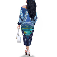 Personalised French Polynesia Bora Bora Family Matching Off The Shoulder Long Sleeve Dress and Hawaiian Shirt Beach Landscape Polynesian Style LT05 - Polynesian Pride