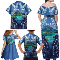 Personalised French Polynesia Bora Bora Family Matching Off Shoulder Maxi Dress and Hawaiian Shirt Beach Landscape Polynesian Style LT05 - Polynesian Pride