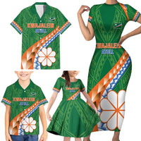 Personalised Marshall Islands Kwajalein Atoll Family Matching Short Sleeve Bodycon Dress and Hawaiian Shirt Polynesian Tribal Tattoo LT05 - Polynesian Pride