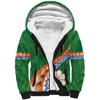 Personalised Marshall Islands Kwajalein Atoll Sherpa Hoodie Polynesian Tribal Tattoo LT05 Unisex Green - Polynesian Pride