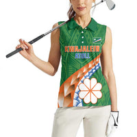 Personalised Marshall Islands Kwajalein Atoll Women Sleeveless Polo Shirt Polynesian Tribal Tattoo LT05 - Polynesian Pride