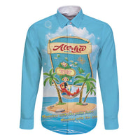 Aloha Hawaii Family Matching Mermaid Dress and Hawaiian Shirt Funny Macaw Parrot Tropical Vibe LT05 Dad's Shirt - Long Sleeve Blue - Polynesian Pride