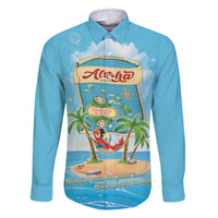 Aloha Hawaii Family Matching Off The Shoulder Long Sleeve Dress and Hawaiian Shirt Funny Macaw Parrot Tropical Vibe LT05 Dad's Shirt - Long Sleeve Blue - Polynesian Pride