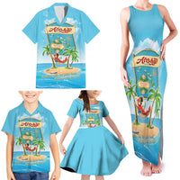 Aloha Hawaii Family Matching Tank Maxi Dress and Hawaiian Shirt Funny Macaw Parrot Tropical Vibe