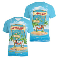 Aloha Hawaii Women V-Neck T-Shirt Funny Macaw Parrot Tropical Vibe LT05 - Polynesian Pride