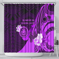 Hawaii State Motto Shower Curtain Hawaiian Tribal Purple Hammerhead Shark LT05 - Polynesian Pride