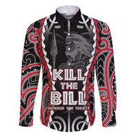 Aotearoa Waitangi Day Family Matching Short Sleeve Bodycon Dress and Hawaiian Shirt Maori Warrior Tribal Tattoo LT05 Dad's Shirt - Long Sleeve Black - Polynesian Pride