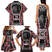 Aotearoa Waitangi Day Family Matching Tank Maxi Dress and Hawaiian Shirt Maori Warrior Tribal Tattoo LT05 - Polynesian Pride