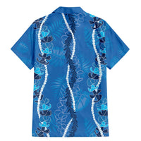 Hawaii Maile Lei Family Matching Mermaid Dress and Hawaiian Shirt With Blue Monstera Pattern LT05 - Polynesian Pride