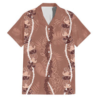 Hawaii Maile Lei Family Matching Mermaid Dress and Hawaiian Shirt With Brown Monstera Pattern LT05 Dad's Shirt - Short Sleeve Brown - Polynesian Pride