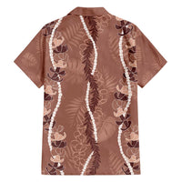 Hawaii Maile Lei Family Matching Off Shoulder Maxi Dress and Hawaiian Shirt With Brown Monstera Pattern LT05 - Polynesian Pride