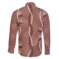 Hawaii Maile Lei Family Matching Off Shoulder Maxi Dress and Hawaiian Shirt With Brown Monstera Pattern LT05 - Polynesian Pride