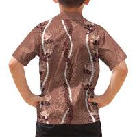 Hawaii Maile Lei Family Matching Short Sleeve Bodycon Dress and Hawaiian Shirt With Brown Monstera Pattern