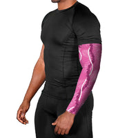 Hawaii Maile Lei Arm Sleeves With Pink Monstera Pattern - Polynesian Pride