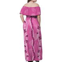 Hawaii Maile Lei Family Matching Off Shoulder Maxi Dress and Hawaiian Shirt With Pink Monstera Pattern LT05 - Polynesian Pride